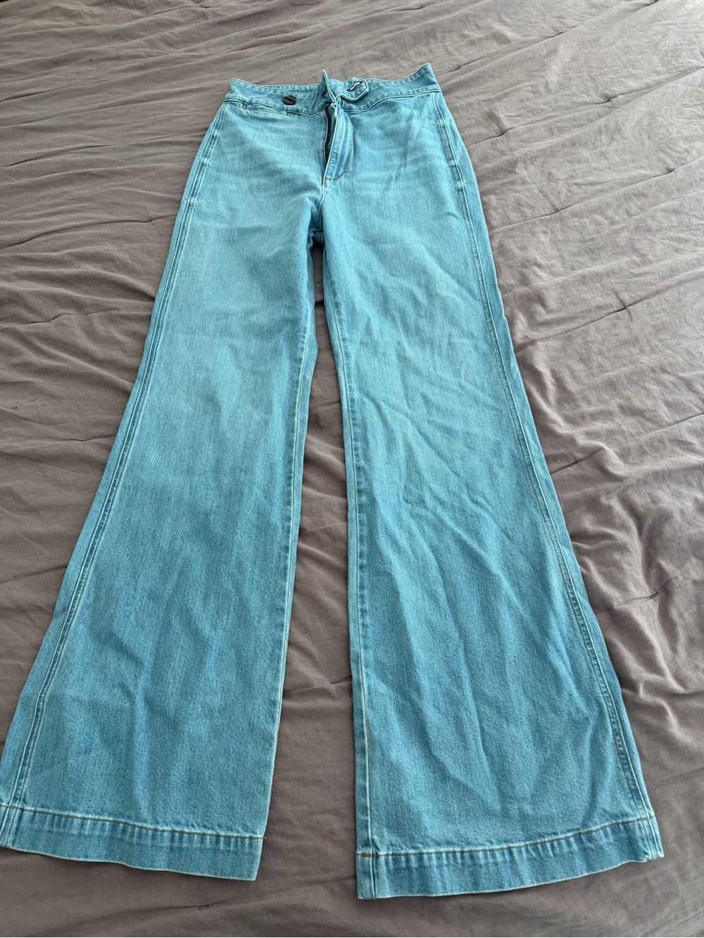 ASKK NY Light Blue Flared Wide-Leg Jeans